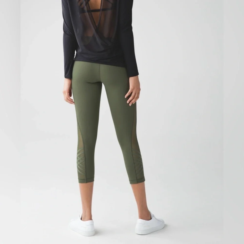 Rare Lululemon Minimalist Crop Leggings Fatigue Green Sz 6 2016 Retired Edition